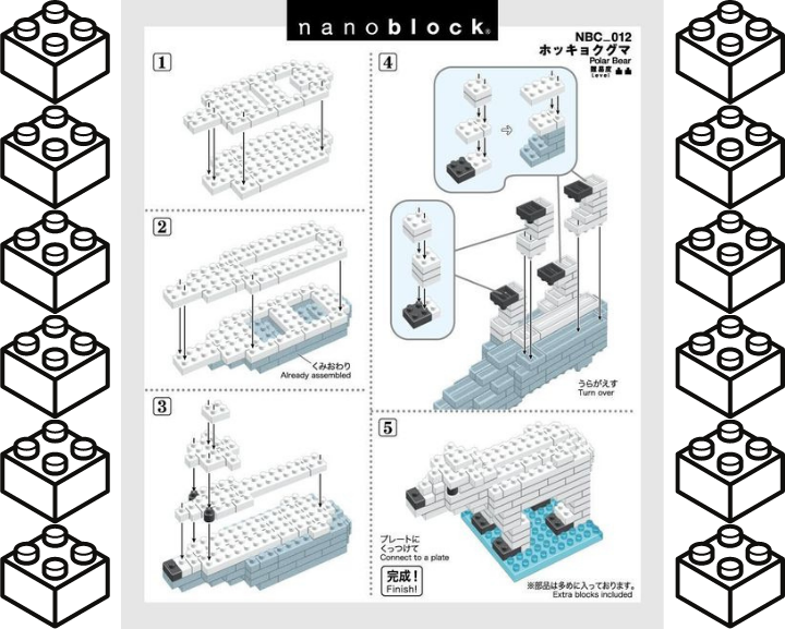 Instructions for building up nanoblock Polar Bear