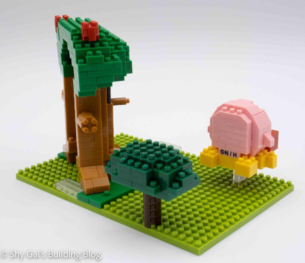 Independent reviewer's completed Kirby Dream Land diorama photographed from the front