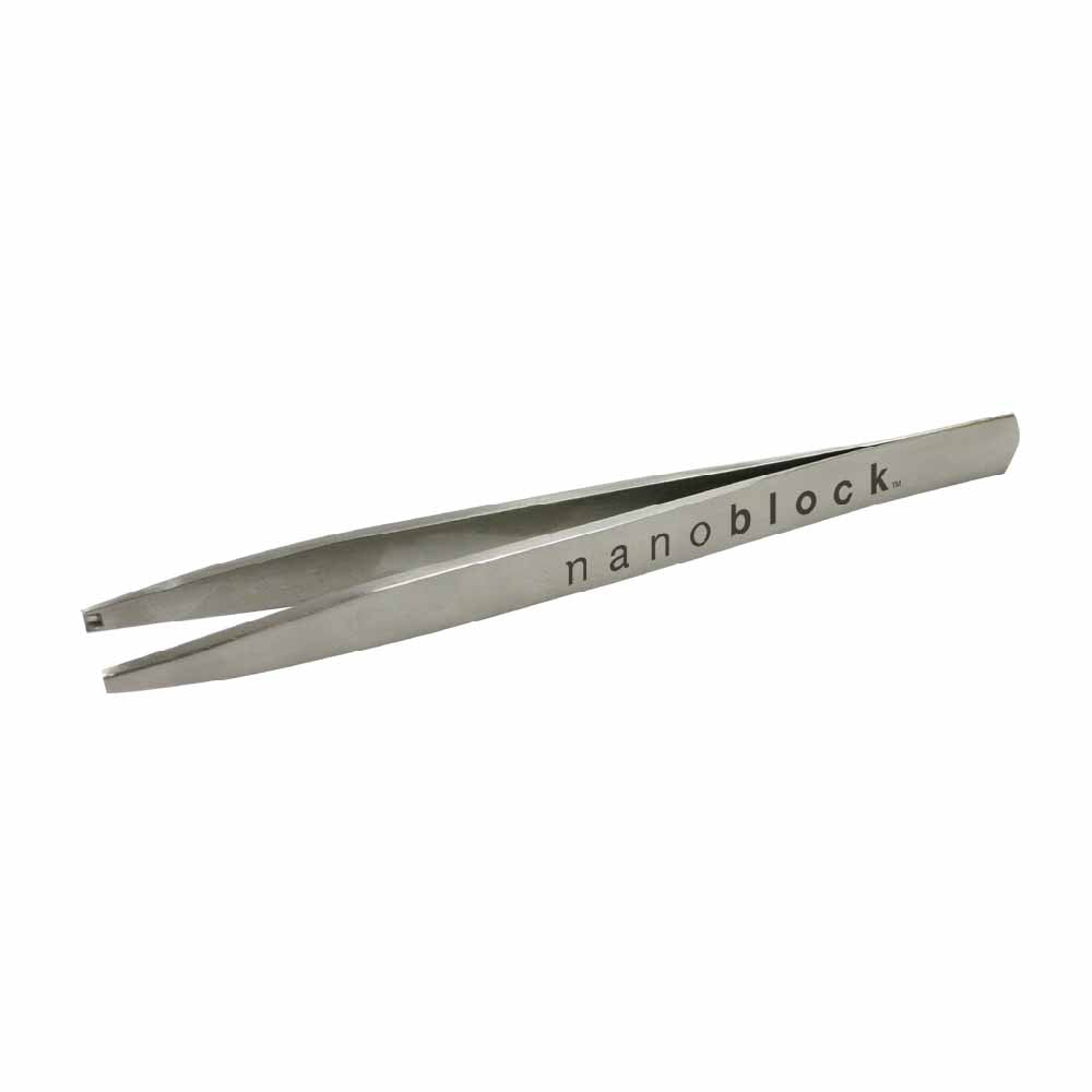 Official nanoblock NB-019 tweezers with the brand name engraved along one arm