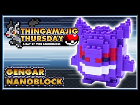 Completed purple Gengar Nanoblock model shown in Lady KrimZen's tutorial