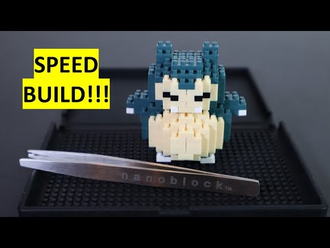 Snorlax Pokémon Nanoblock NBPM_012 shown in the ACTION UNPACK speed-build video